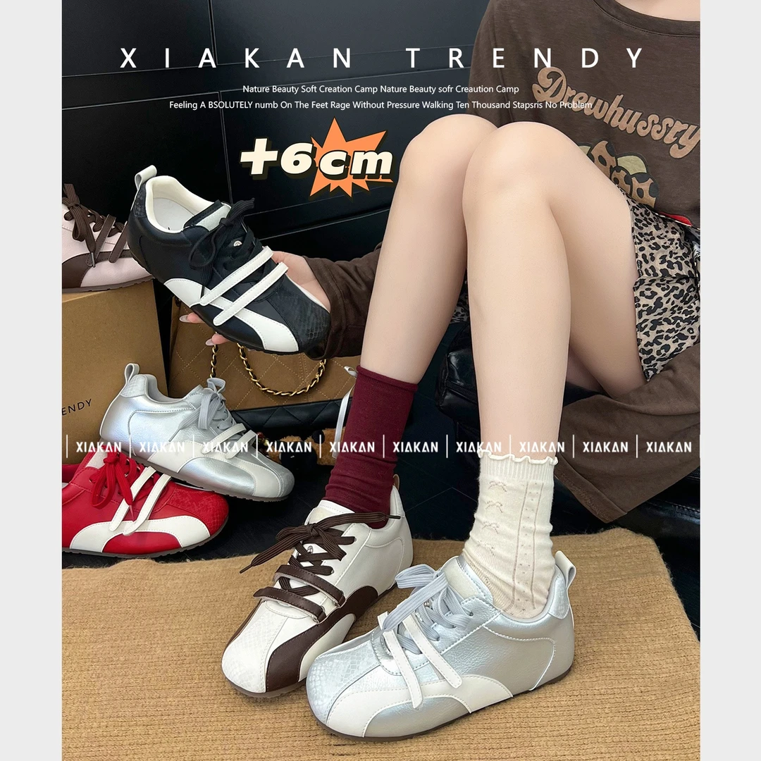 夏侃XIAKAN 内增高时尚休闲鞋秋季新款女鞋复古魔术贴女鞋休闲鞋