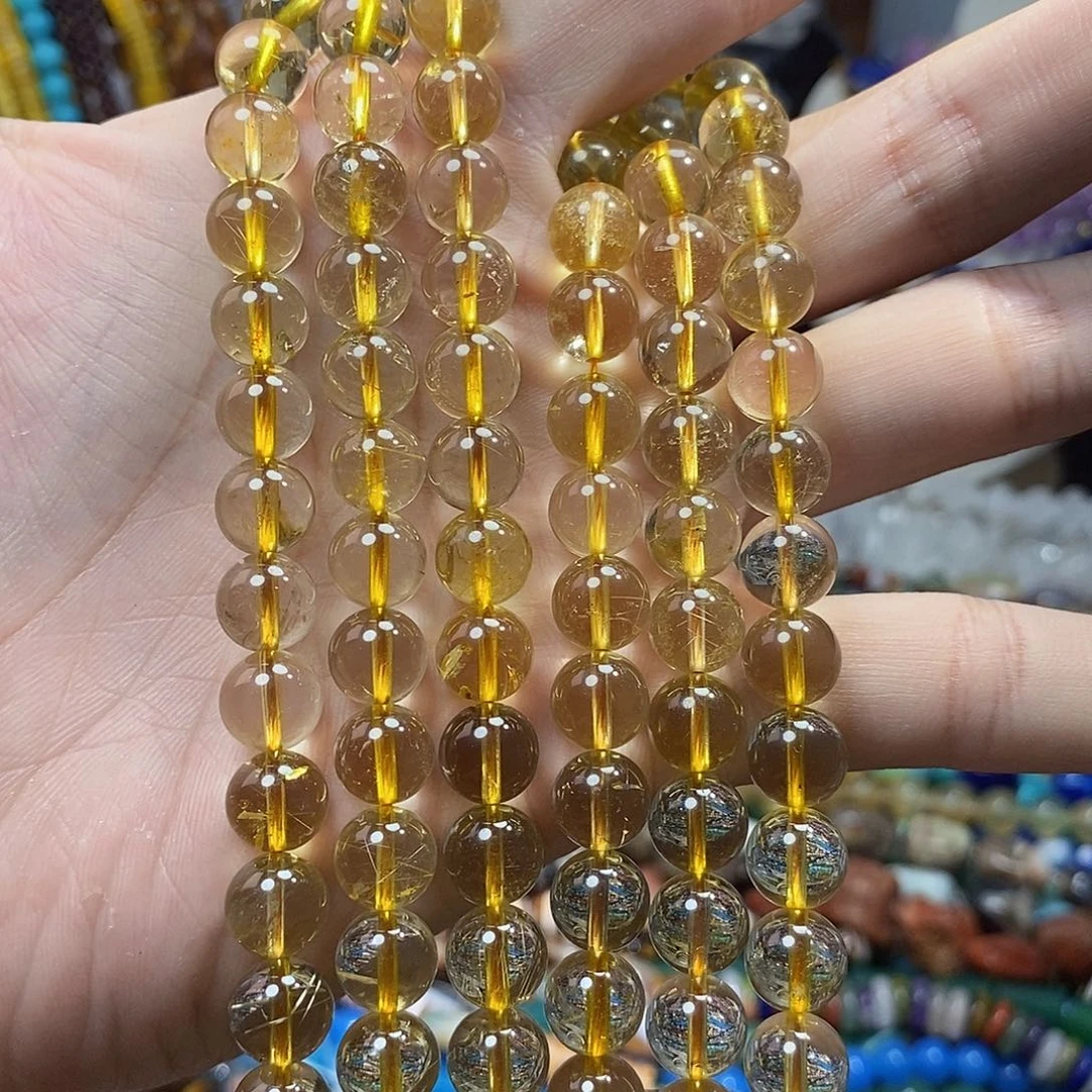 石英质玉未镶嵌，透体金发，晶9.5mm，