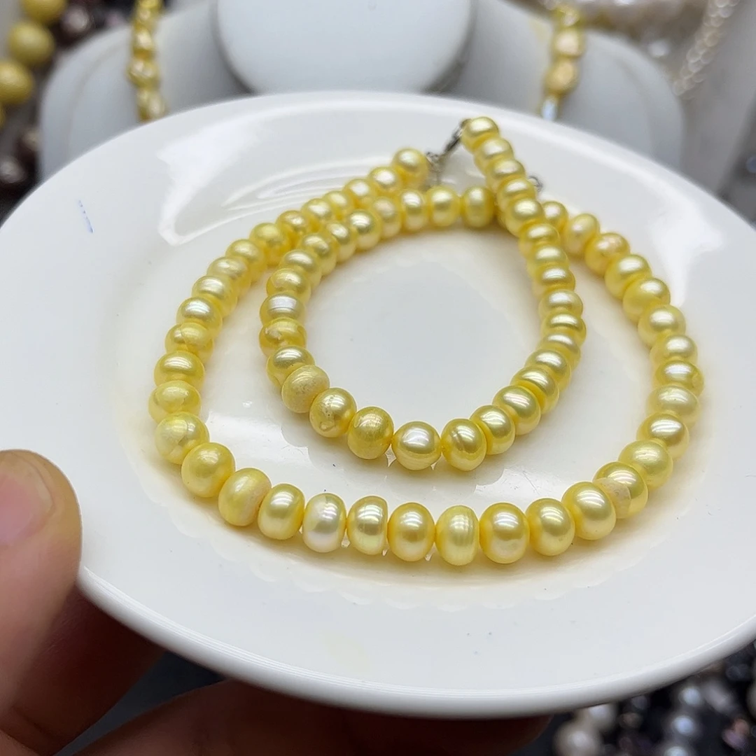 钛钢淡水珍珠项链