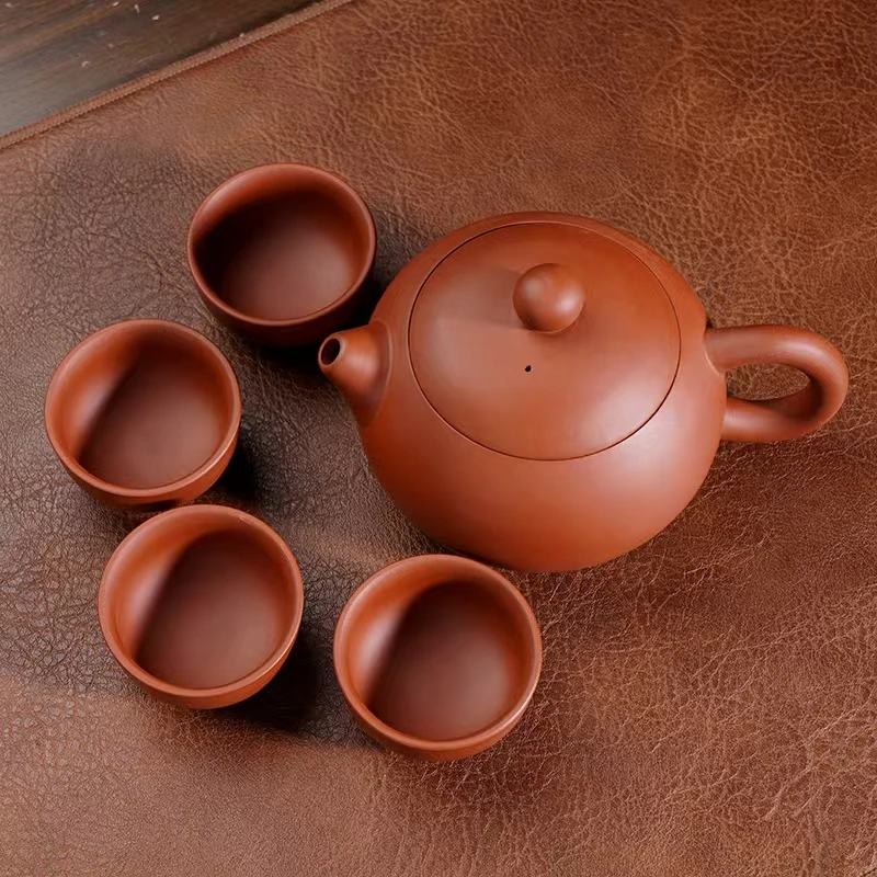 朱泥大红袍紫砂壶300cc一壶四杯（不带礼盒）