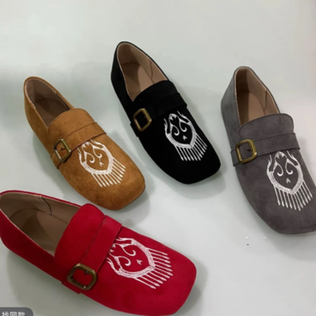 8806豆豆鞋经典磨砂皮低帮春季平跟一脚蹬胶粘中口