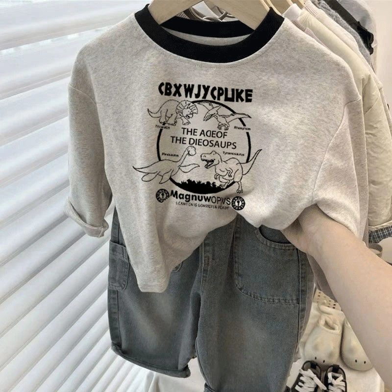 100纯棉儿童纯棉T恤长袖男女童春秋打底衫2025新款宝宝洋气上衣潮