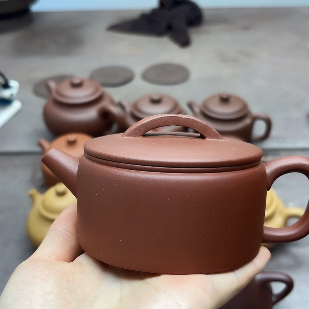 茶壶紫砂紫泥汉瓦190cc半手工制作