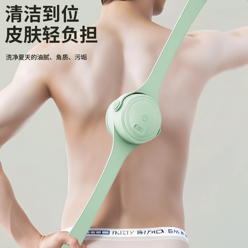 新款电动双柄洗澡刷长柄可拆卸洗面全自动搓澡搓背按摩搓泥灰神器