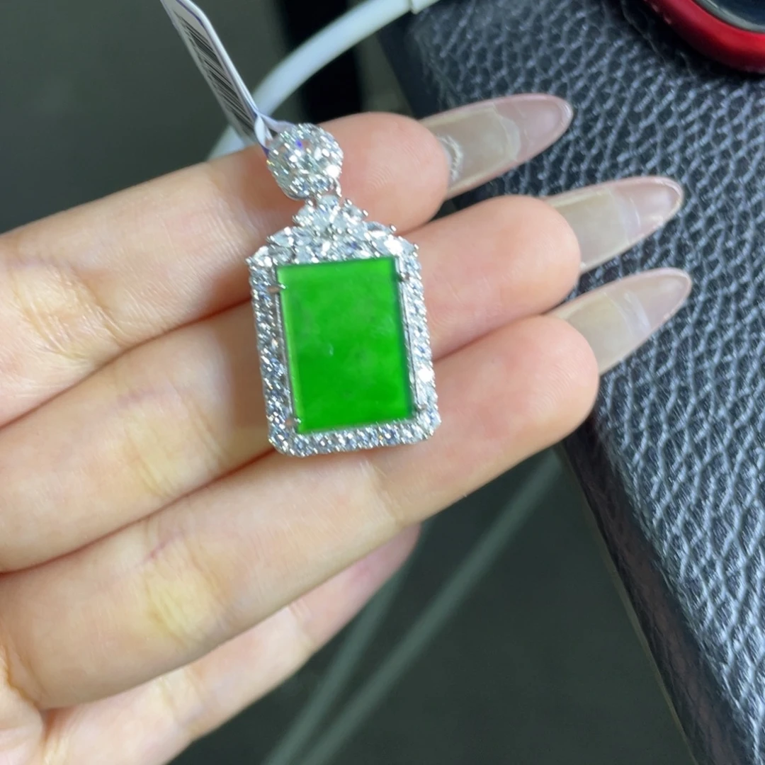 翡翠银S925镶嵌吊坠(不含链)