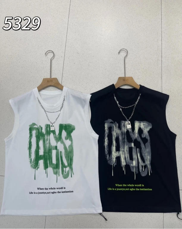 2025夏季新款无袖印花T恤上衣宽松休闲百搭简约时尚