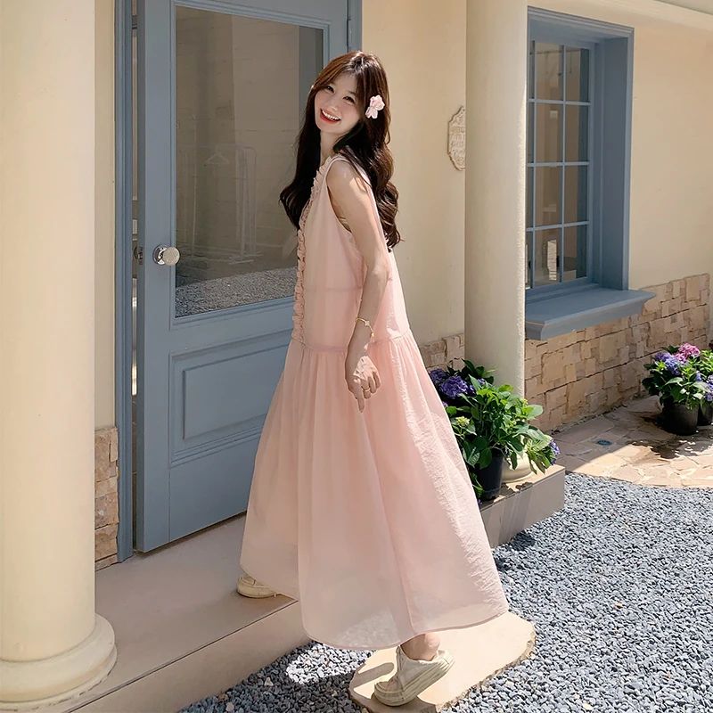 法式甜美风无袖宽松连衣裙女2025初夏穿搭新款长裙独特超好看裙子