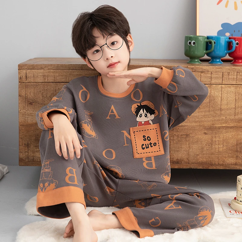 伊束姿儿童睡衣青少年春秋季2025新款男童纯棉长袖男孩大童家居服