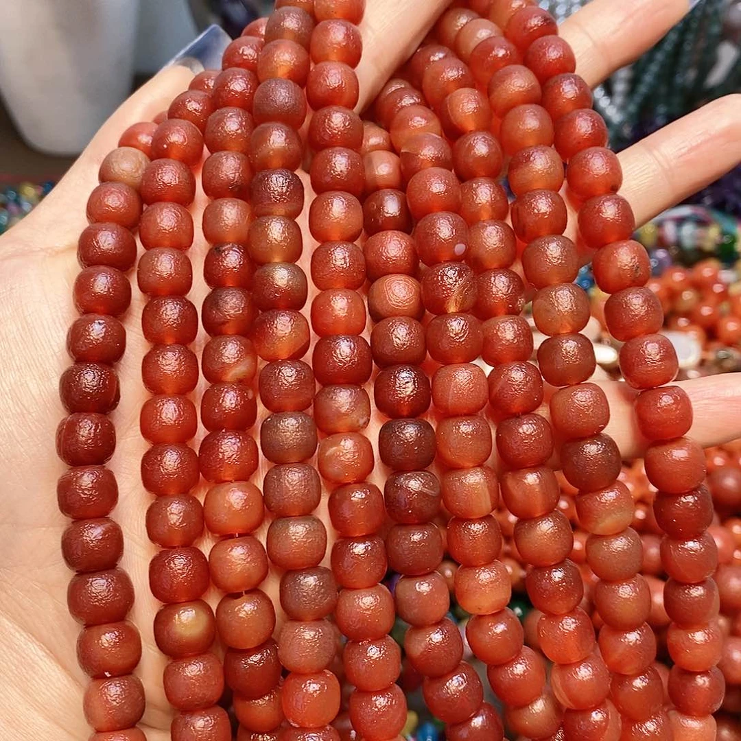 玛瑙/玉髓散珠天然橘皮玛瑙10mm一条