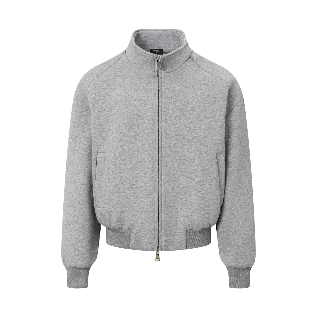 EntryLev重磅加厚空气层立领外套短款宽松卫衣夹克双拉拉链上衣