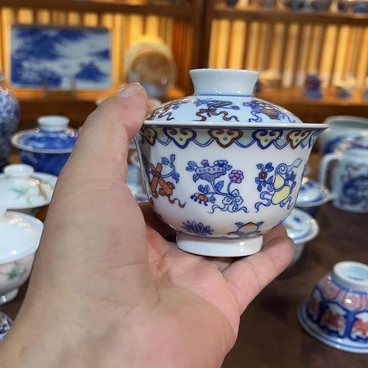 錡镇堂手工手绘盖碗