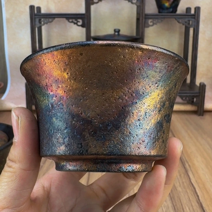 荥经黑砂炸福利窑彩马蹄杯微瑕不退不换介意勿拍23