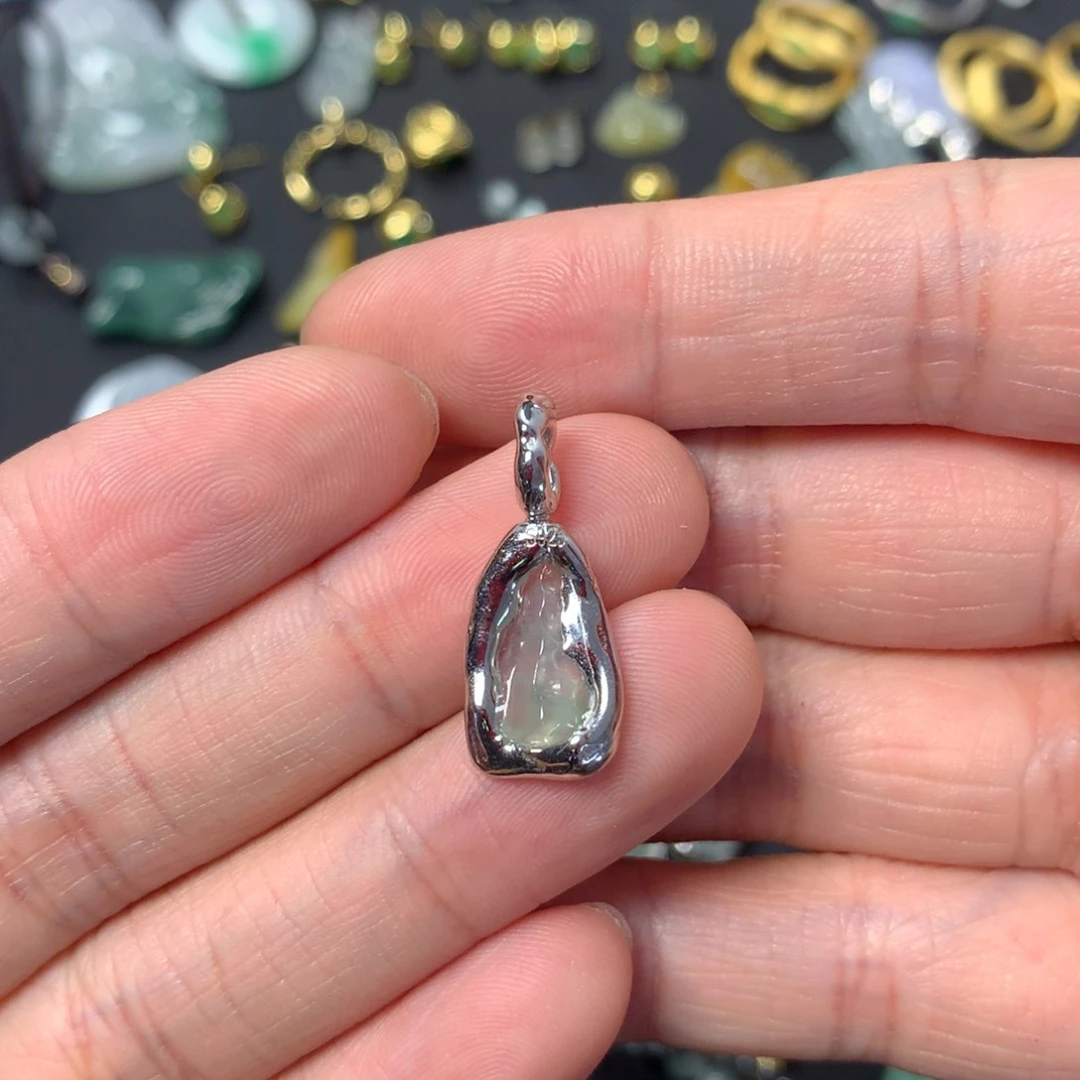 翡翠吊坠(不含链)银S925镶嵌