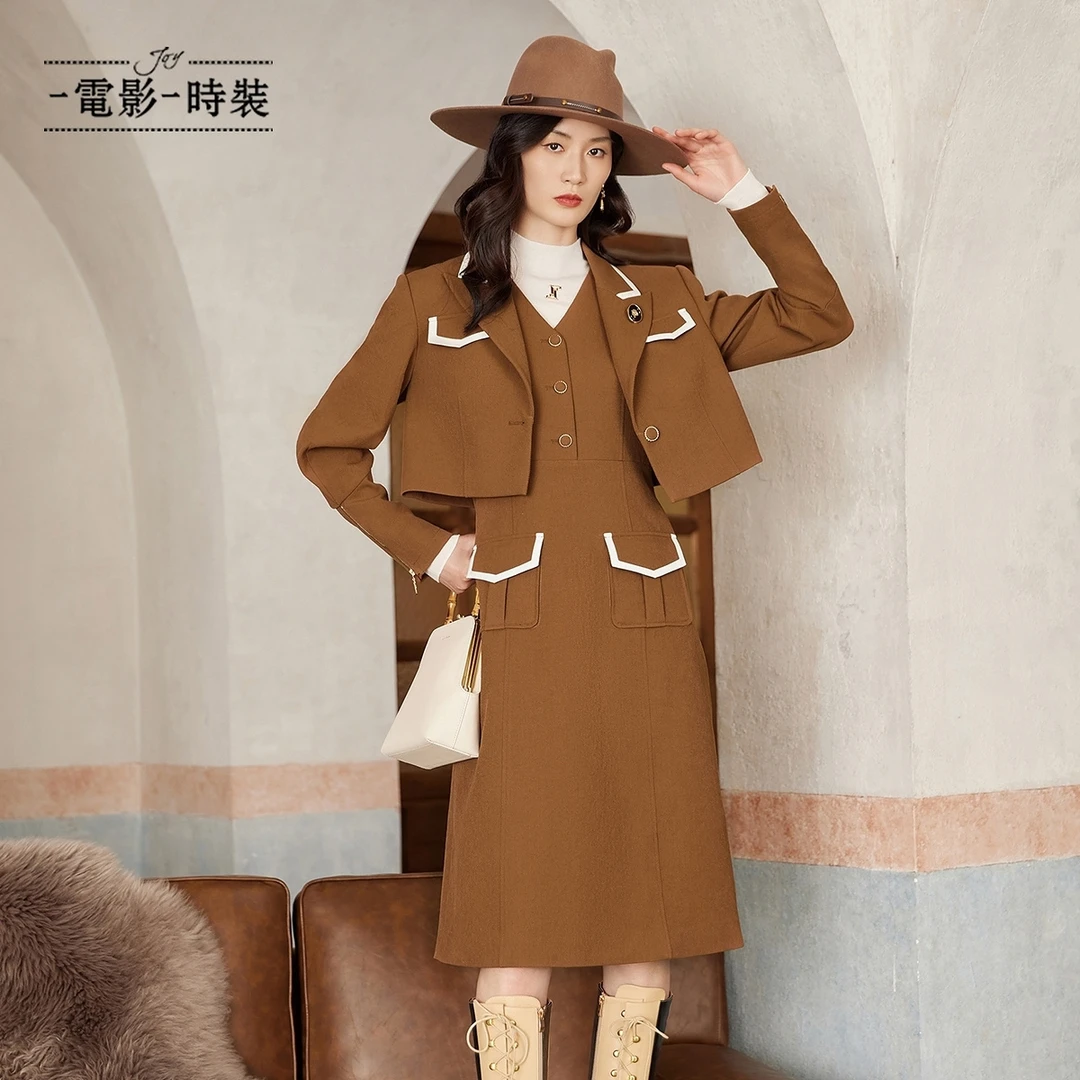 【程钱钱】一电影一时装气质复古套装连衣裙（两件套）FEKL134595