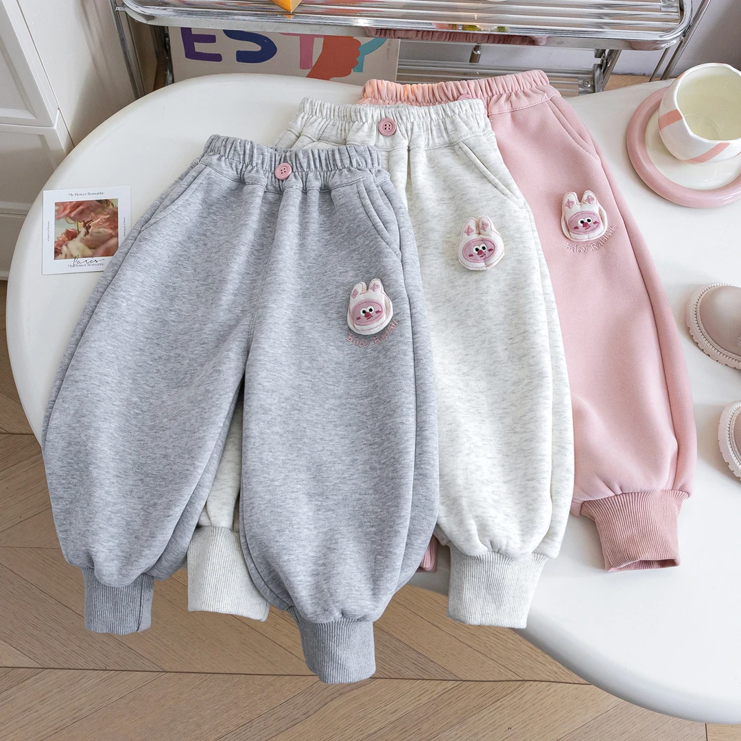 女宝宝裤子秋冬装女童加绒款休闲裤冬季保暖束脚长裤可爱百搭外穿