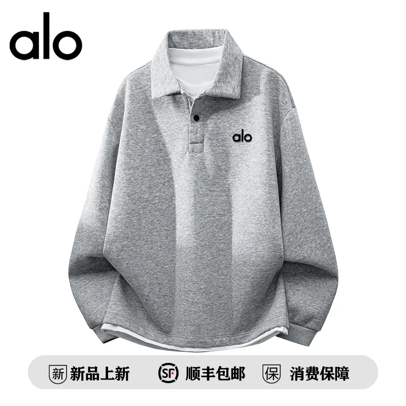 alo潮牌 潮流日常时尚百搭情侣卫衣宽松舒适翻领微弹简约大气上衣