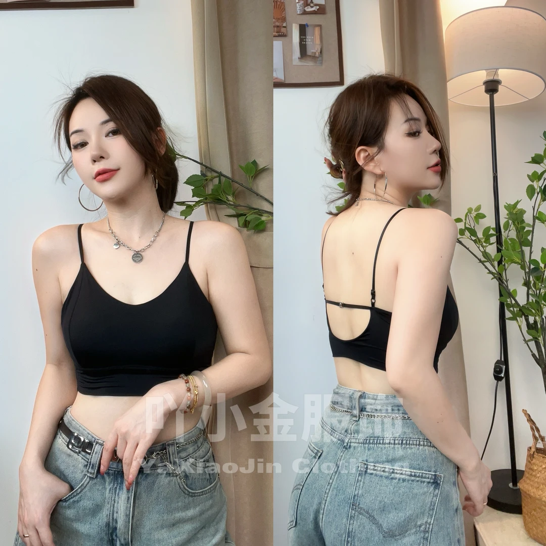 2025冰丝透气无痕一体杯聚拢美背内衣女防走光性感露背内搭抹胸