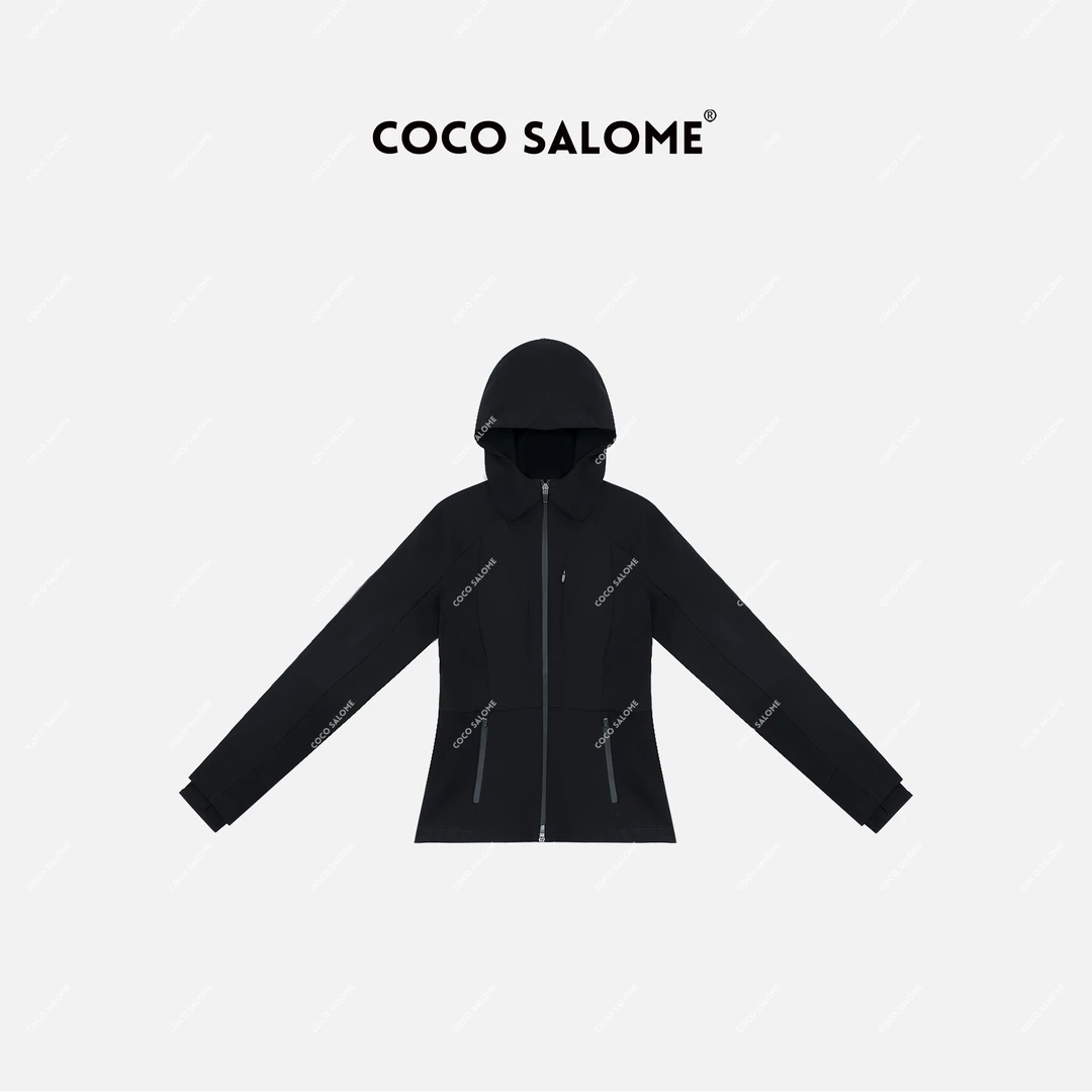 韩彬彬CS"遇见"休闲拉链开衫轻奢连帽修身黑色外套0812-(10)