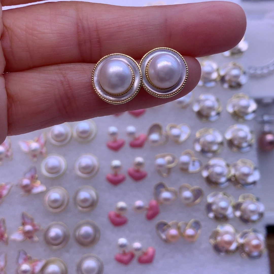 淡水珍珠耳饰合金