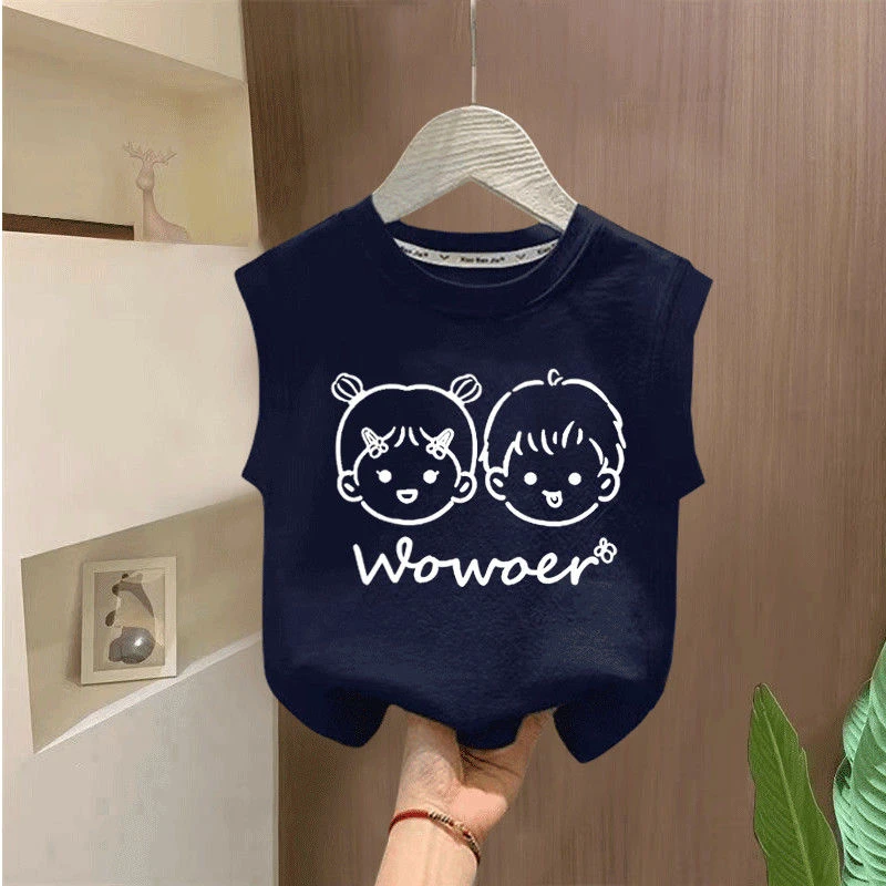 男女儿童T恤纯棉无袖2025夏季百搭新款宝宝外穿休闲背心童装上衣t