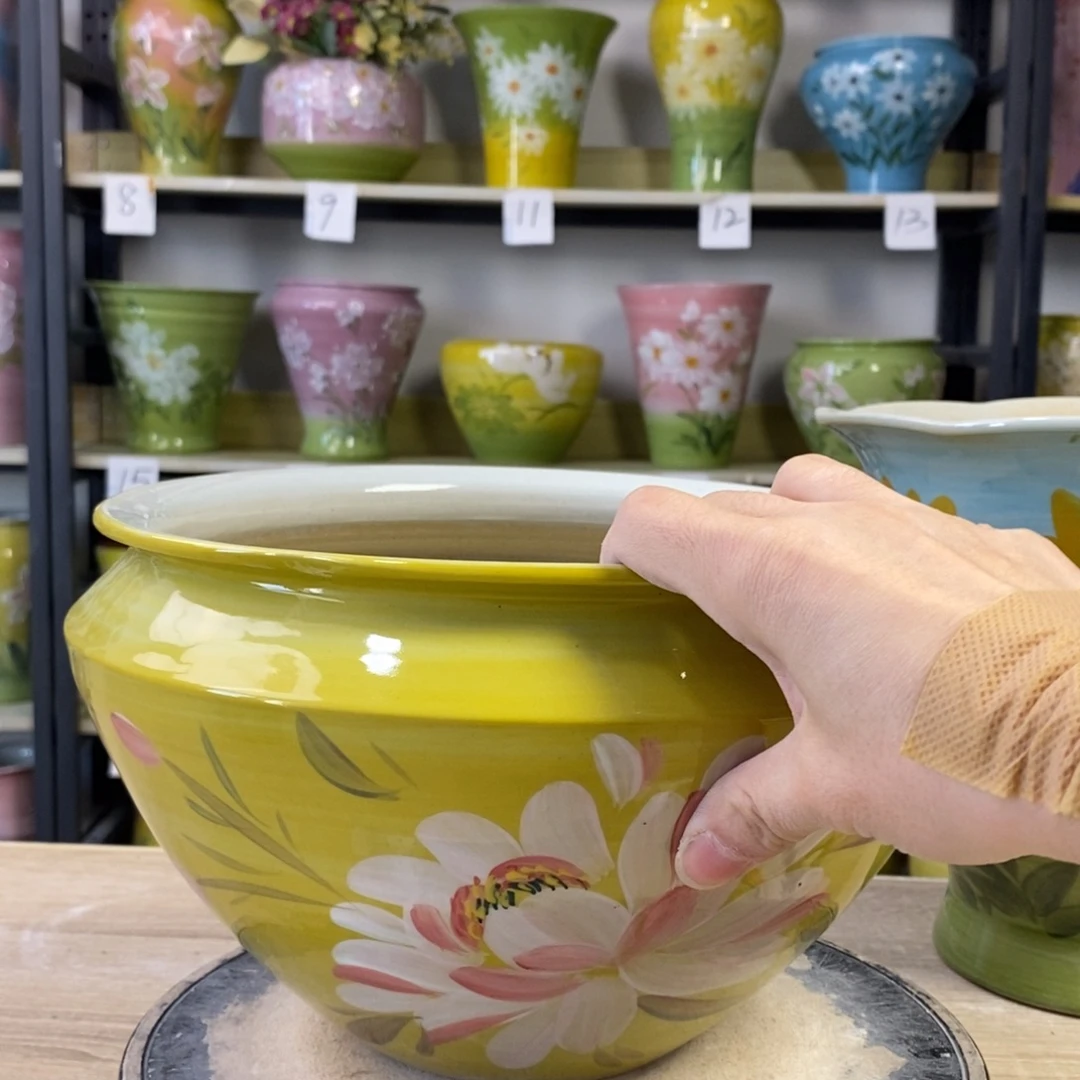 景德镇手工手绘陶瓷花盆