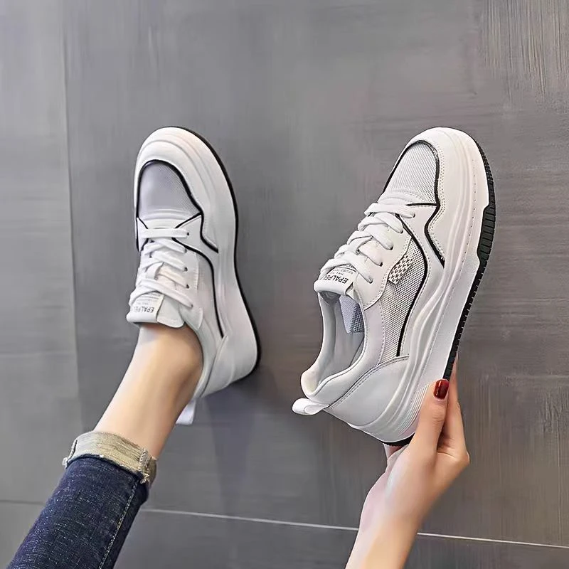 A123夏季时尚休闲板鞋纯色板鞋透气低帮女鞋低跟网面