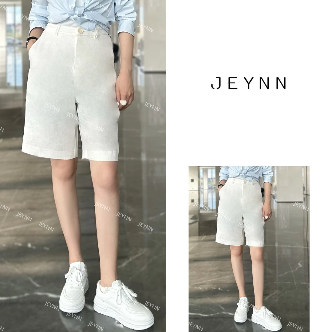 【JEYNN】夏季新款1oo亚麻薄款短裤时尚潮流百搭外穿白色JE32B108