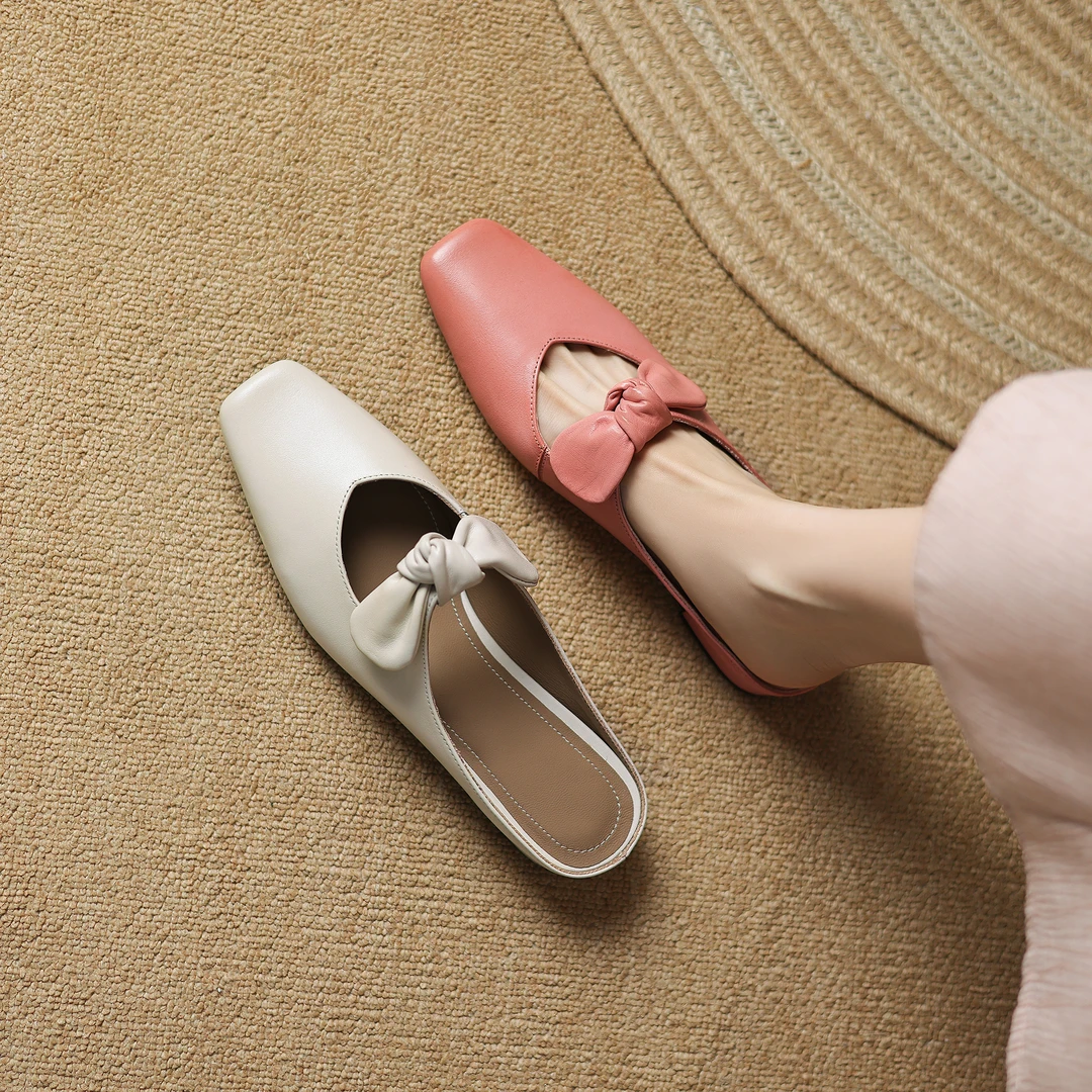 【法式半拖】新款百搭春夏季凉鞋休闲蝴蝶结包头拖方头凉拖女