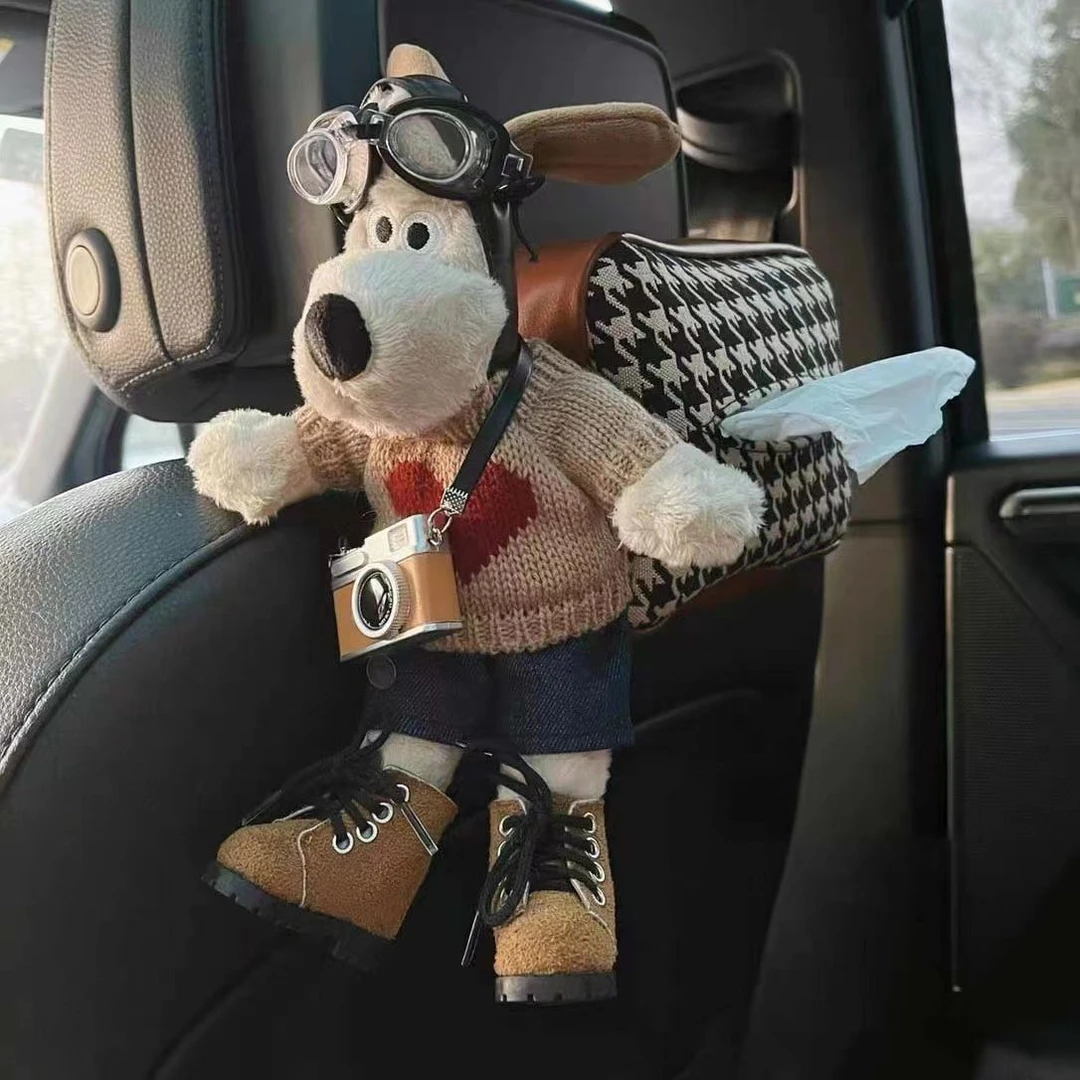 车载纸巾盒掌门狗车座椅悬挂抽纸盒可爱多功能汽车装饰车摆件好物