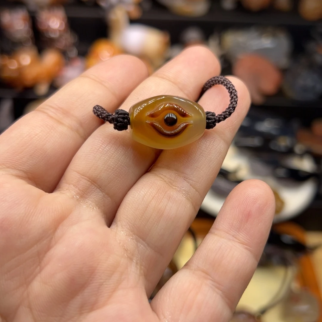 玛瑙/玉髓未镶嵌手玩摆件眼睛勒子
