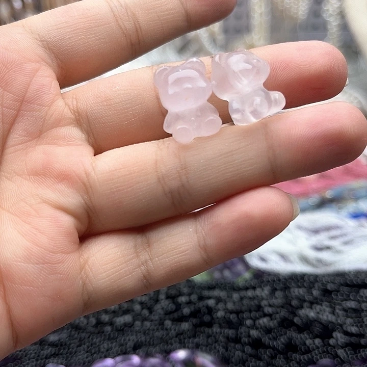 未镶嵌玛瑙/玉髓珠宝半成品一个莫粉粉晶小熊随机发