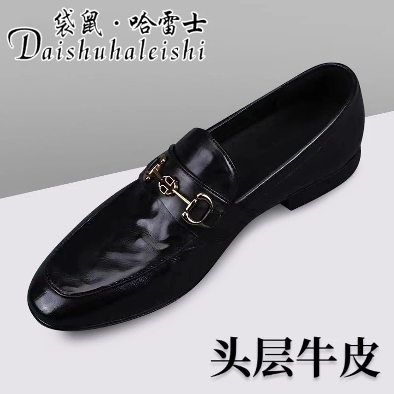 袋鼠哈雷士品牌秋上新新款真皮牛皮乐福休闲豆豆鞋6509