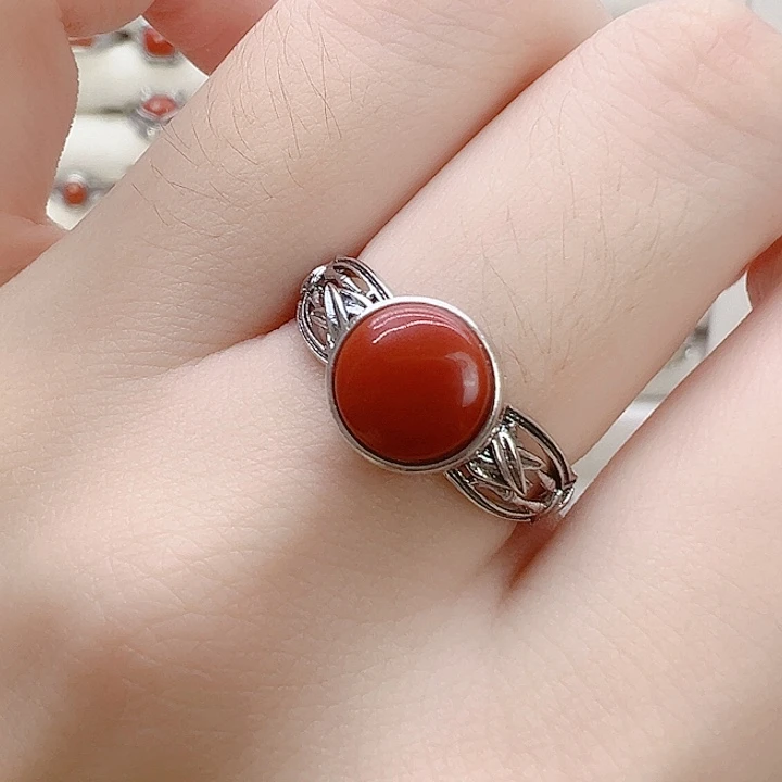 玛瑙/玉髓银S925镶嵌戒指