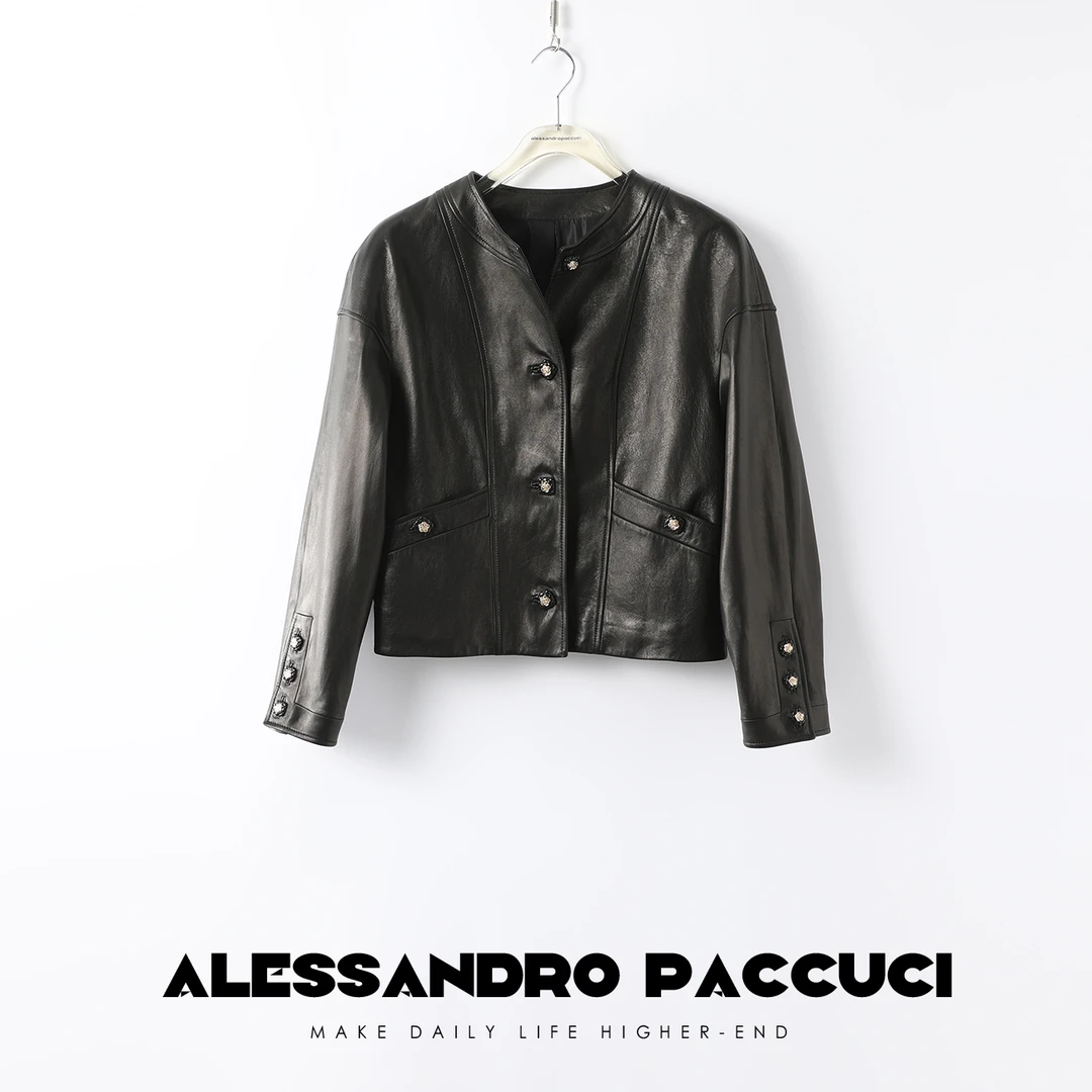 【孤品特价不退换】洛哥23325X奢牌羊皮 CH中古定制纽扣箱型夹克