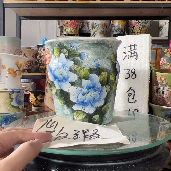 景德镇幸运花盆手绘韩式花盆