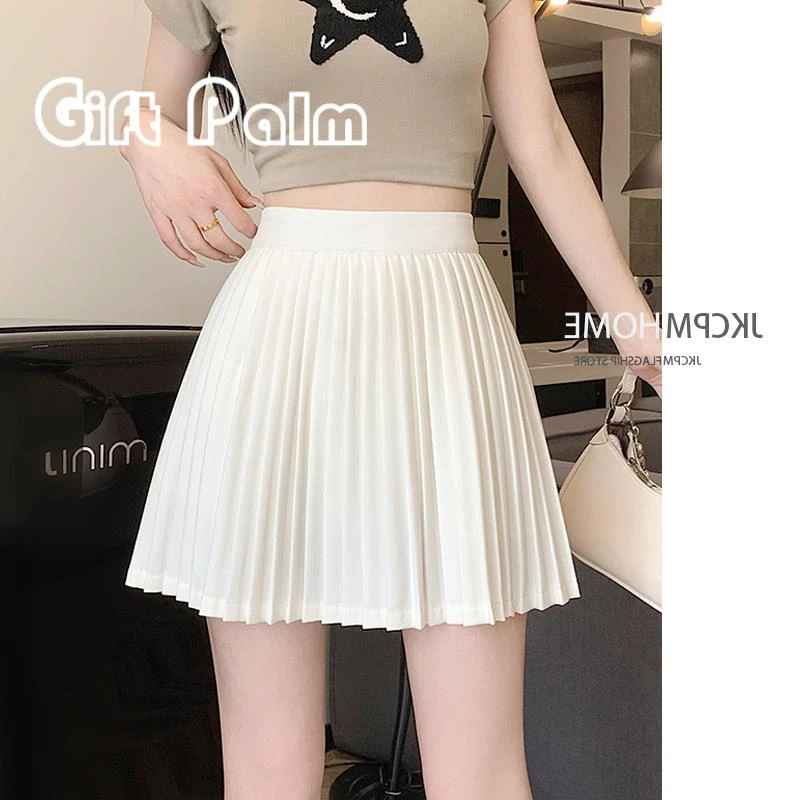 GiftPalm高腰风琴褶百褶裙女2025学院风A字裙遮胯显瘦短裙半身裙
