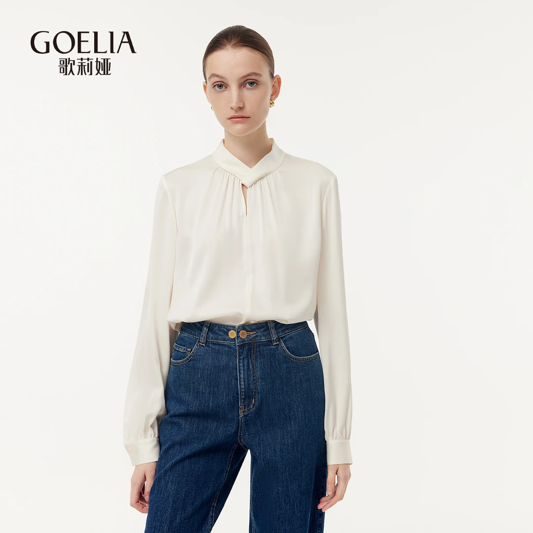 歌莉娅 春季新品  桑蚕丝扭结衬衫  1E2C3E190