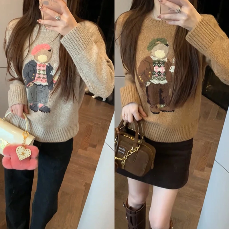 【mimius】游鹿鹿高配版原版嵌花工艺美拉德小熊毛衣WF10083-1