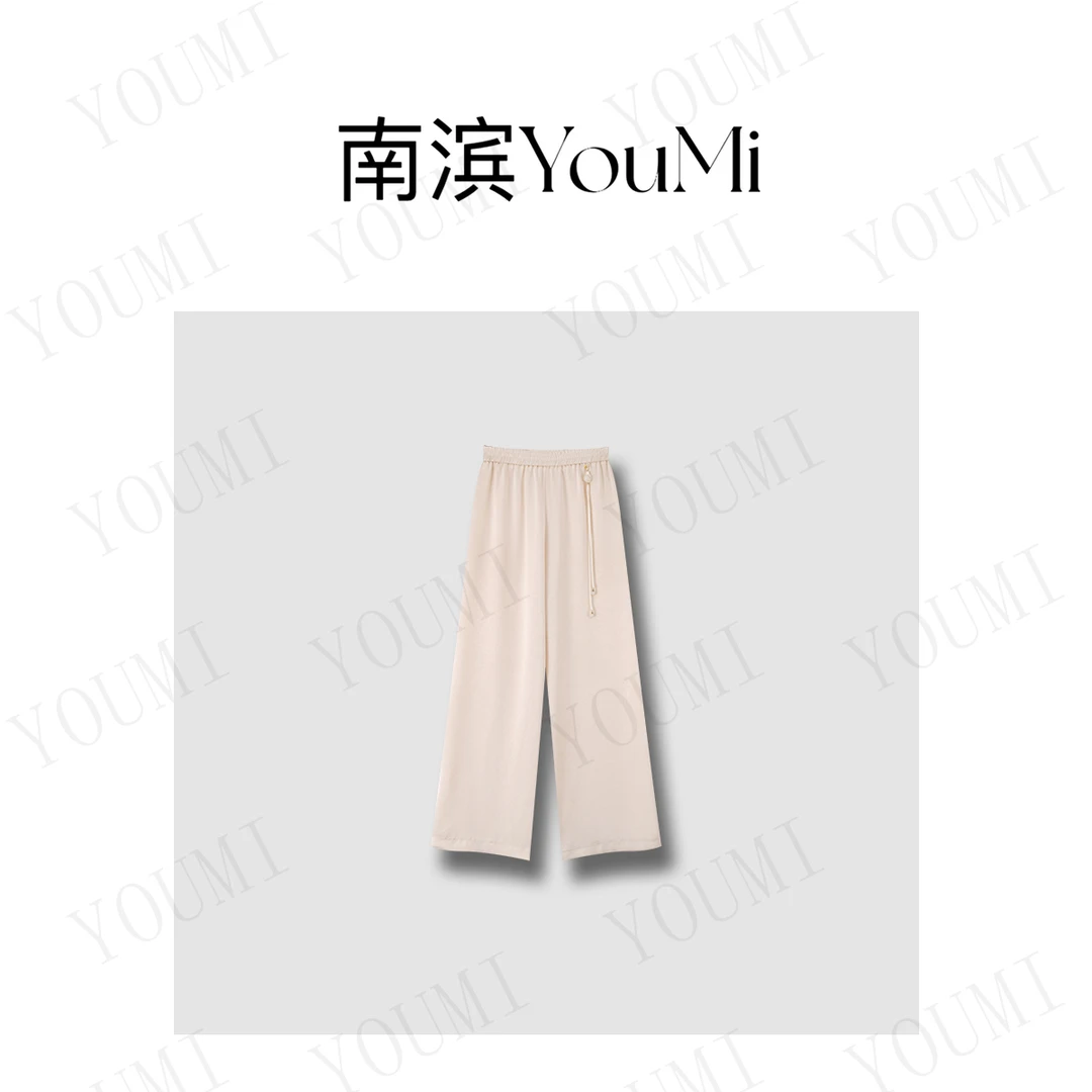 【锦安】新中式春夏款提花缎面国风休闲直筒裤A009-K040