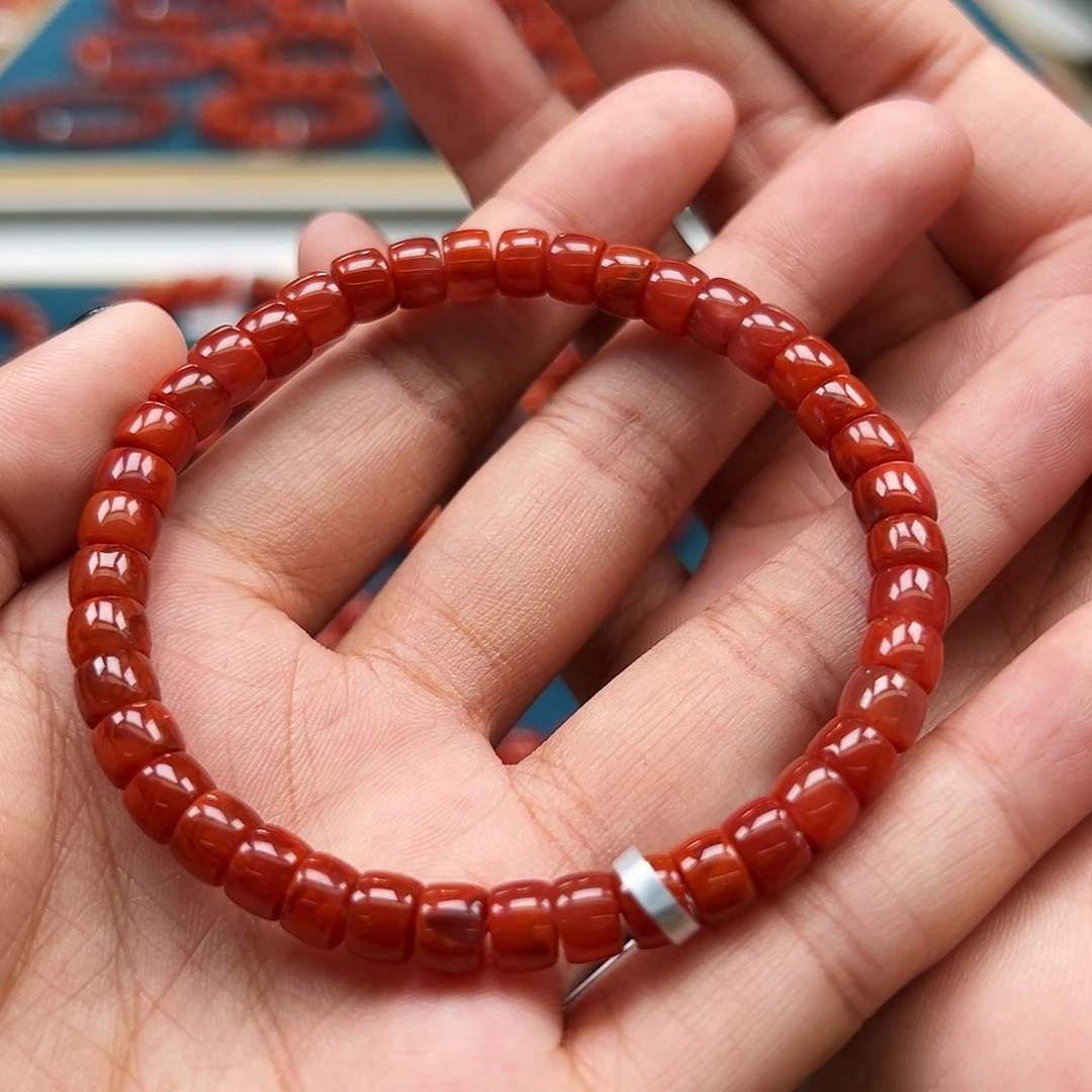 南红玛瑙未镶嵌手链瓦西火焰纹6