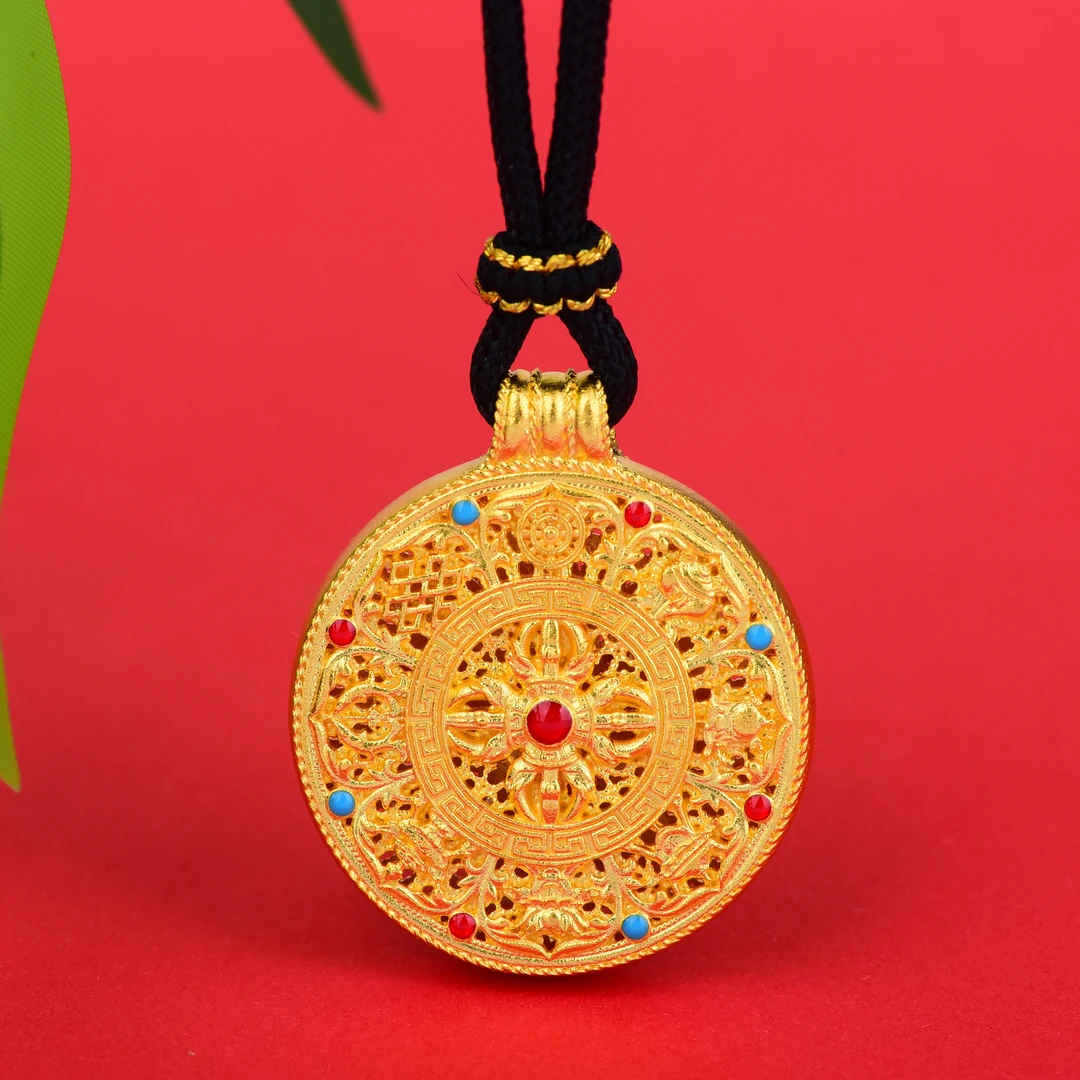 吊坠足银 【缘起金生】-时尚珐琅彩八宝罗盘