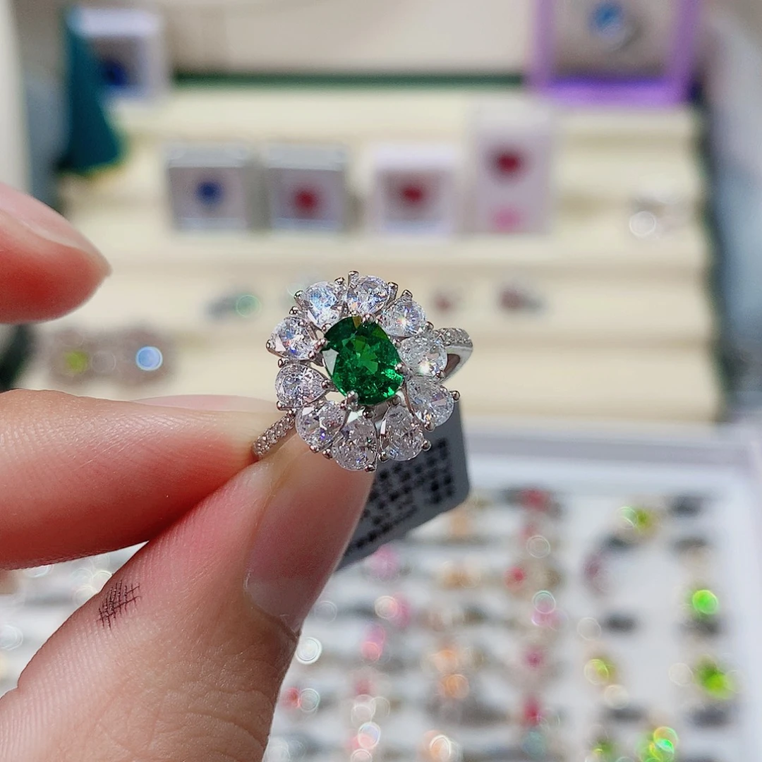 银S925镶嵌石榴石（沙弗莱）戒指