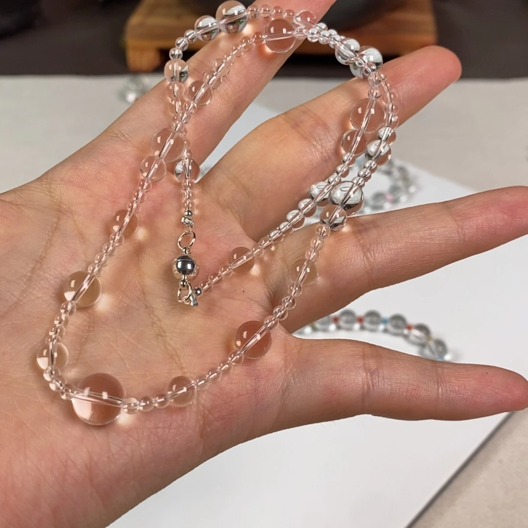 项链白水全净体 水晶线泡泡珠