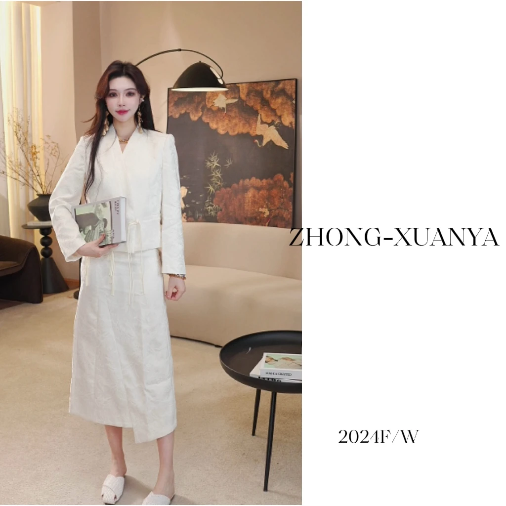 国风时尚通勤轻奢复古高腰半裙套装yl-2400001