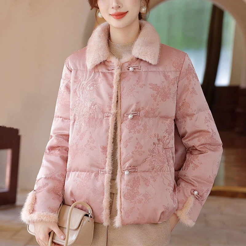 新中式妈妈冬装棉衣外套新款国风短款棉袄中老年女装秋冬棉服