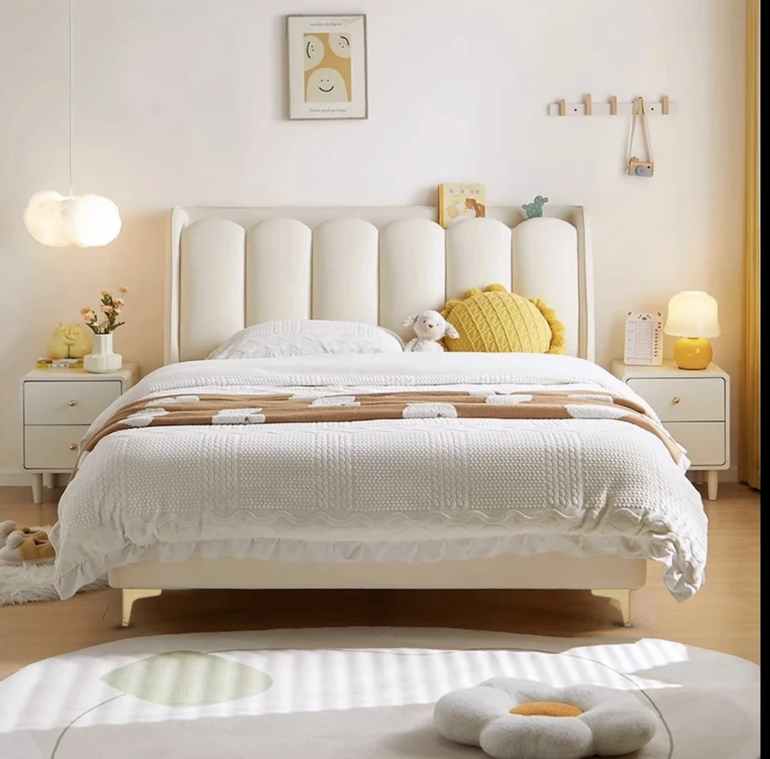 索斯娜儿童家具奶油风钢琴键发光儿童床 1.35米男孩女孩公主床