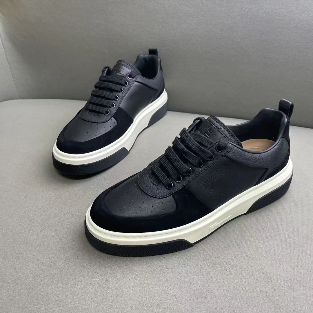 未使用 FERRAGAMO/菲拉格慕 黑色皮面休闲百搭板鞋 多尺码/全新