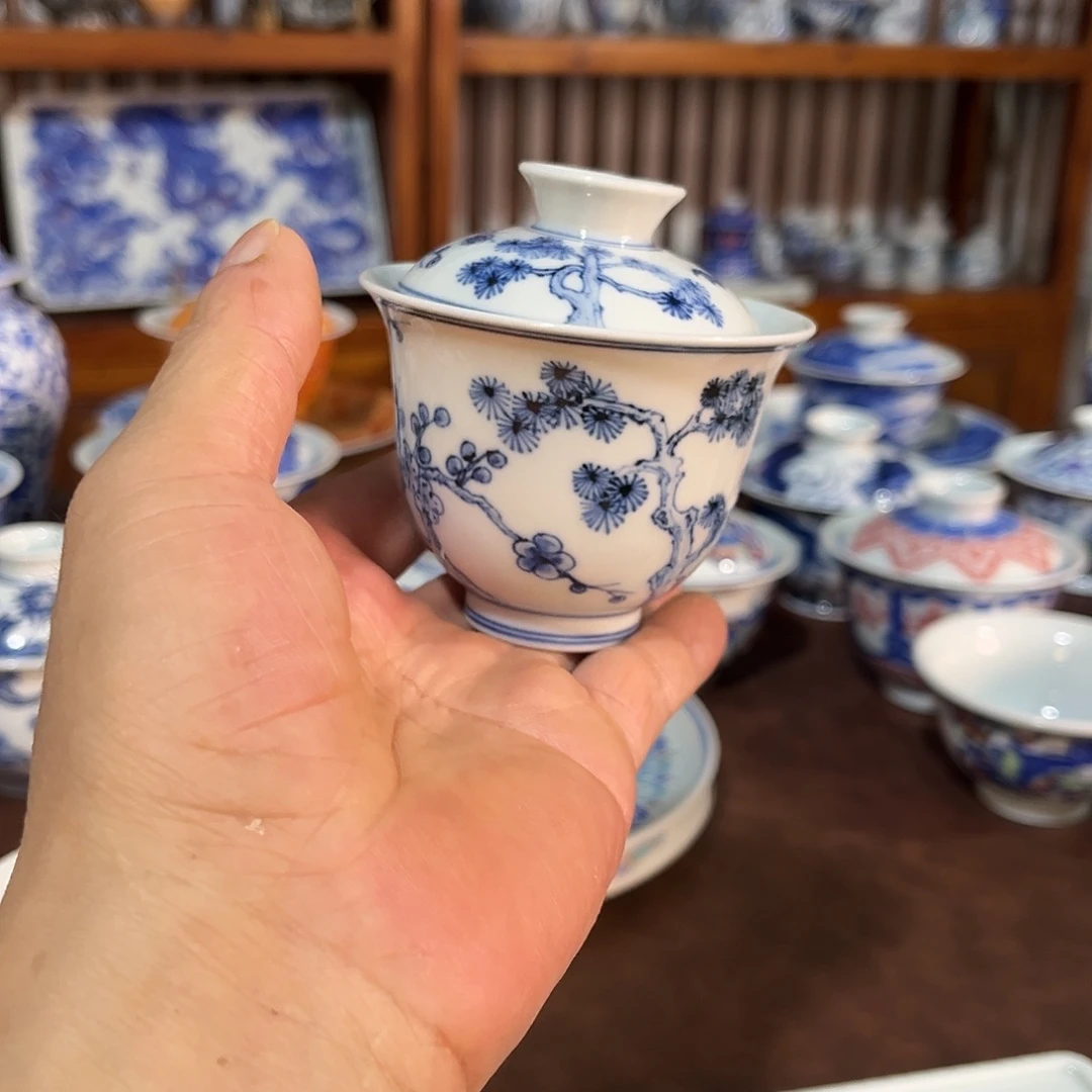 錡镇堂手工手绘绘盖碗