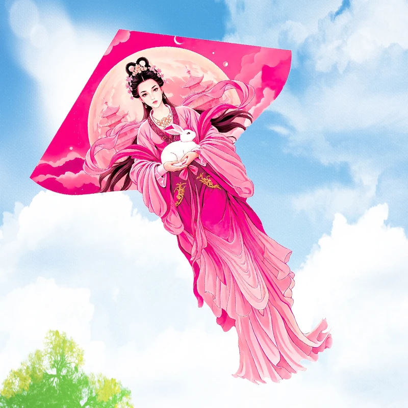 新款嫦娥风筝古风三角易飞儿童卡通风筝网红爆款复古初学户外玩具