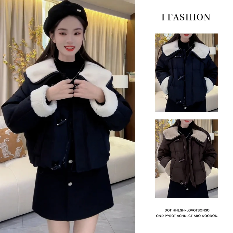 休闲风百搭小众短款棉服女2025年冬季新款时尚保暖加厚棉衣外套